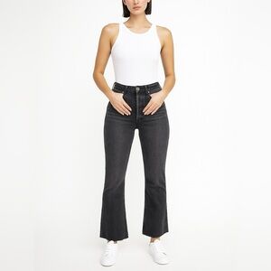 ANINE BING frayed high-rise bootcut jeans in dark gray